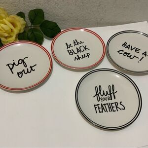 CLAY ART APPETIZER PLATE SET OF 4 WHIMSICAL 6” G6
